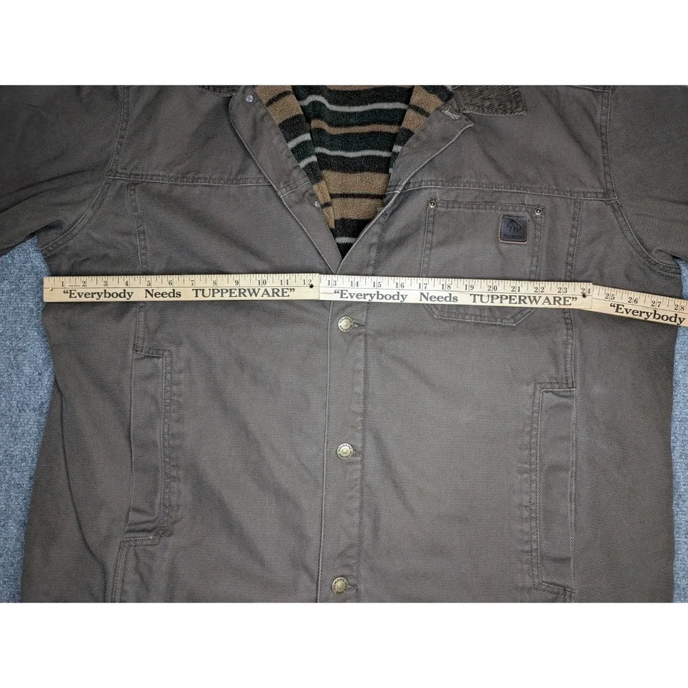 Wolverine Mens Size XXL Brown Canvas Duck Jacket Fleece Lined Torso Quilted Arms